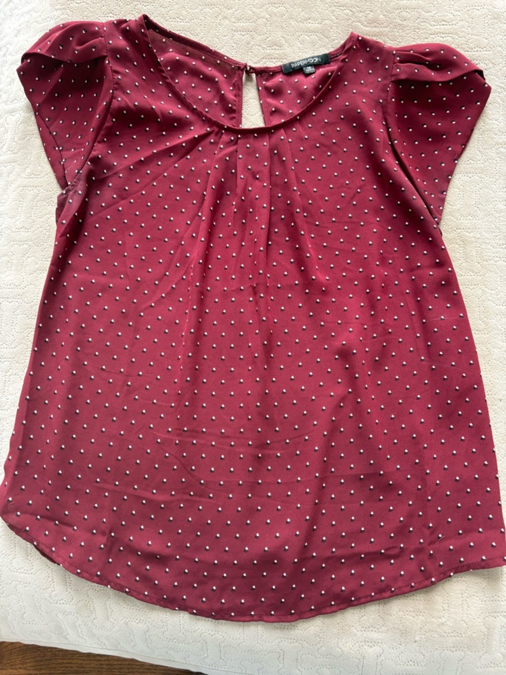 Papermoon Burgundy Dot Cap-Sleeve Blouse